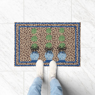 Felpudo Leopard Chinoiserie Ginger Jar Doormat Rug