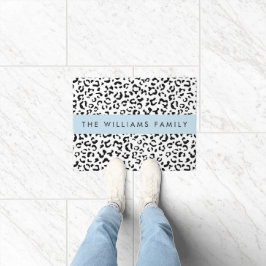 Felpudo Leopard Print, Spots, Black And White, Tu Nombre
