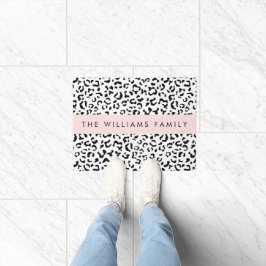 Felpudo Leopard Print, Spots, Black And White, Tu Nombre