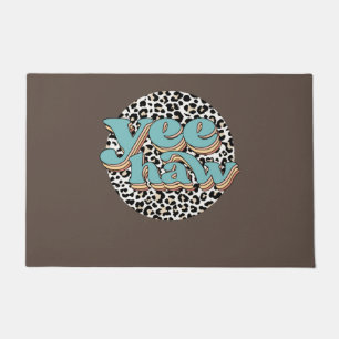 Felpudo Leopardo Cowboy Yehaw sostiene tu caballo vaca occ