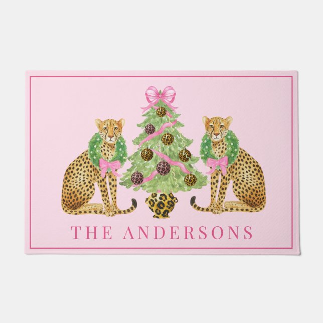 Felpudo Leopardo de Corona de Navidad  (Anverso)