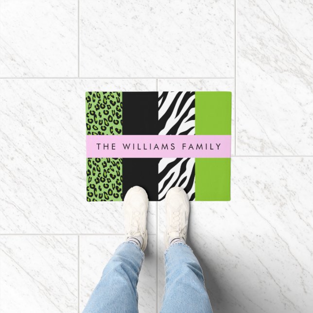Felpudo Leopardo Print, Zebra Print, Green, Your Name (Interior)