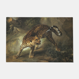 Felpudo Leopardo salvaje feroz (por Jean-Baptiste Oudry)