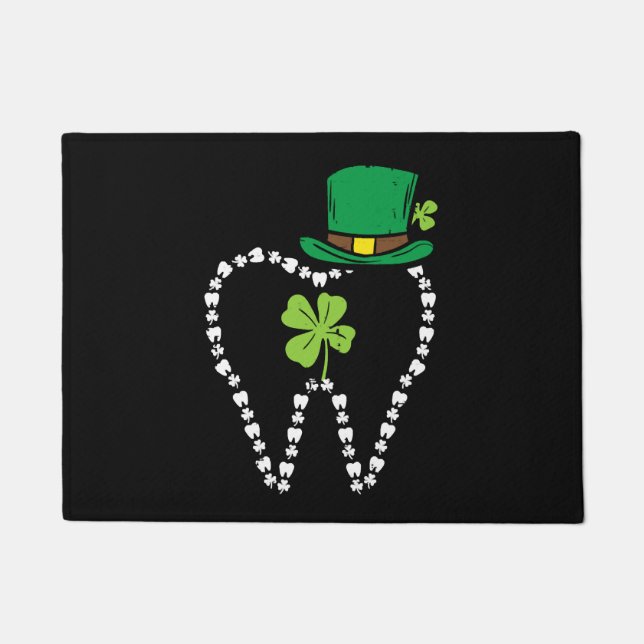 Felpudo Leprechaun Tooth Shamrock St Patrick Day Dentist (Anverso)