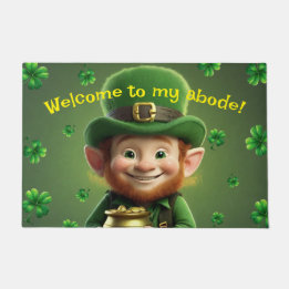 Felpudo Leprechaun y Shamrock Door Mat