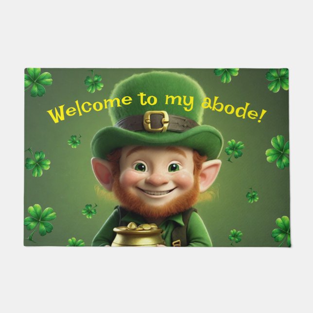 Felpudo Leprechaun y Shamrock Door Mat (Anverso)