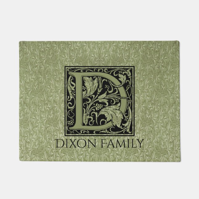 Felpudo Letra D primera letra monograma personalizado (Anverso)