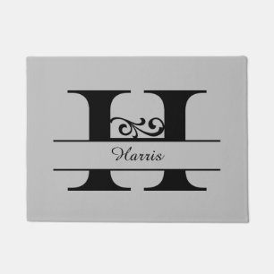 Felpudo Letra floreciente monograma H con nombre Doormat