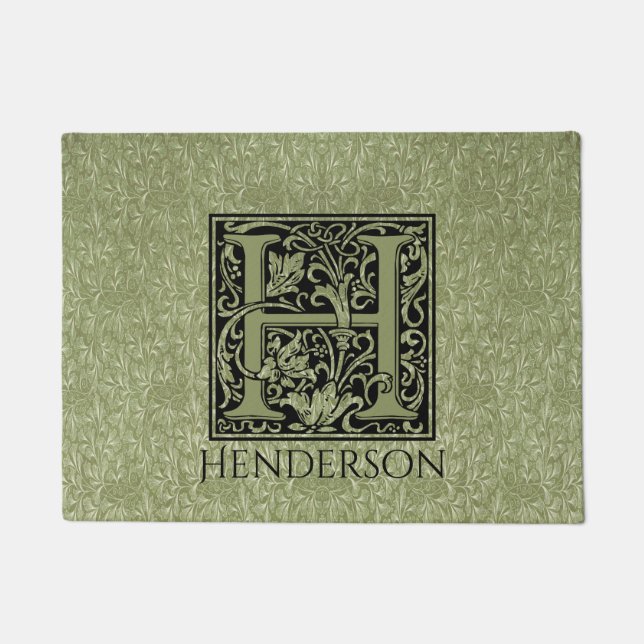 Felpudo Letra H primera letra monograma personalizada (Anverso)