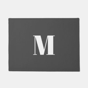 Felpudo Letra inicial gris oscuro monograma moderno