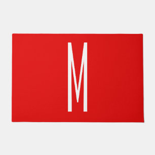 Felpudo Letra inicial monograma estilo moderno rojo blanco