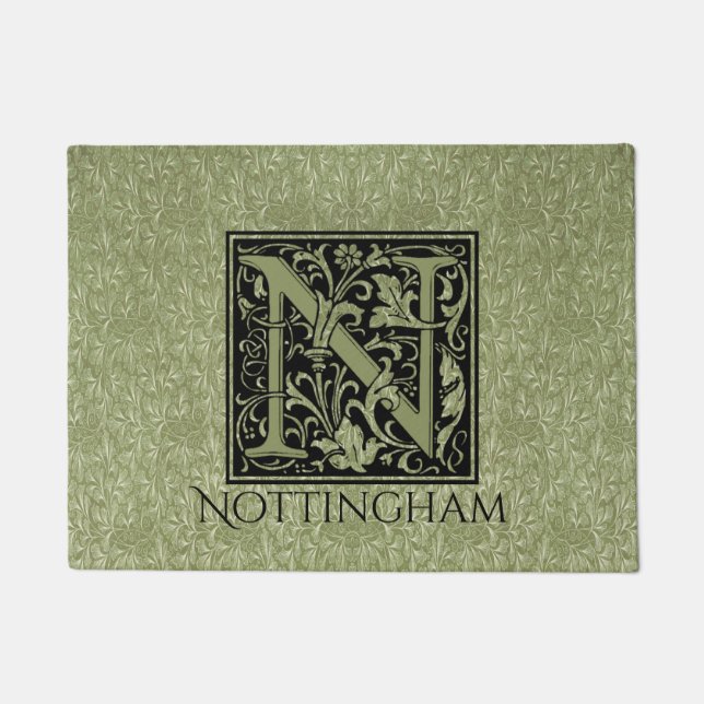 Felpudo Letra N primera letra monograma personalizado (Anverso)