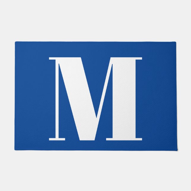 Felpudo Letra profunda azul inicial monograma moderno esti (Anverso)