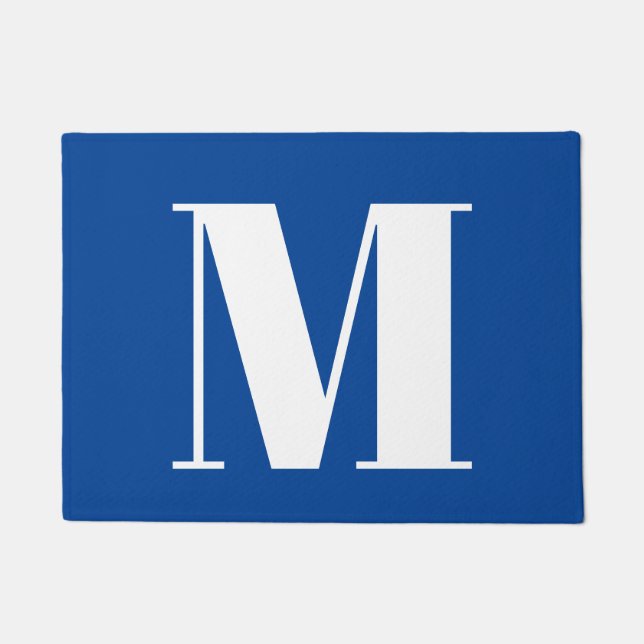 Felpudo Letra profunda azul inicial monograma moderno esti (Anverso)