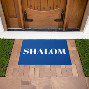 Felpudo Letras blancas "Shalom", azul