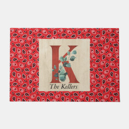 Felpudo Letras K de madera de grano y de andana personaliz