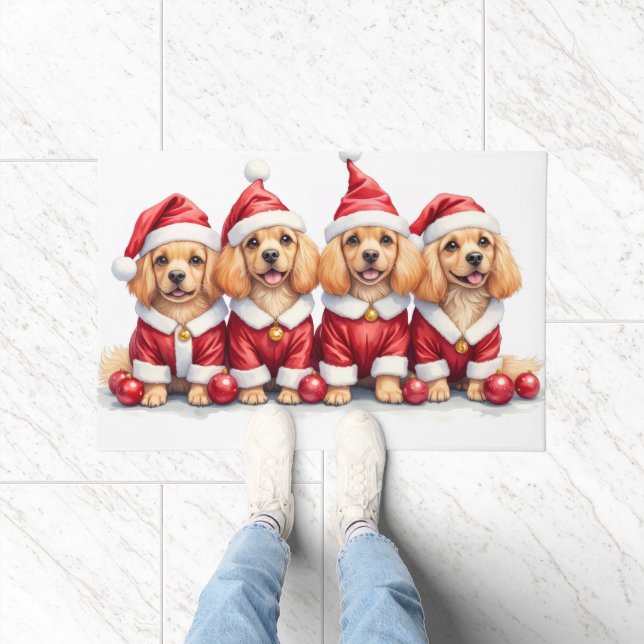 Felpudo Lhasa Apso Christmas Dress Santa Hat (Interior)