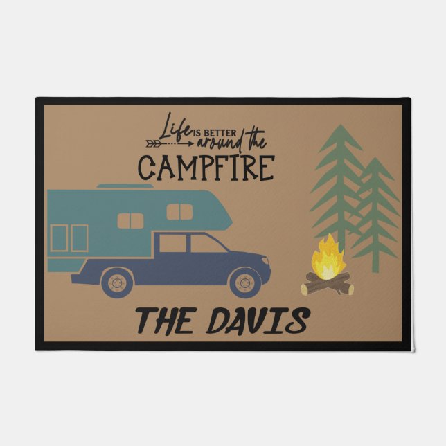 Felpudo Life Is Better Around The Campfire Personalized  (Anverso)