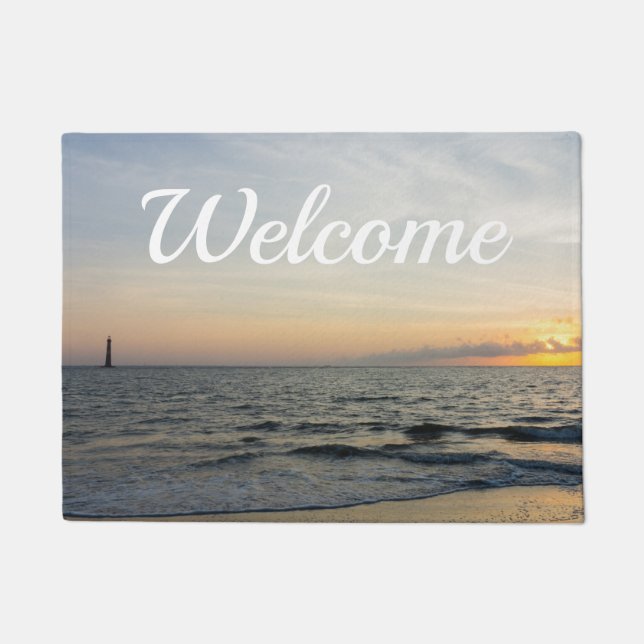 Felpudo Lighthouse Sunrise Welcome Doormat (Anverso)
