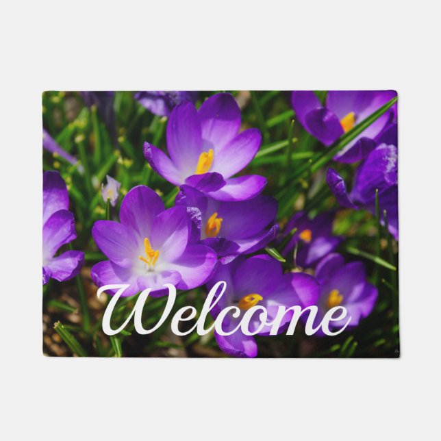 Felpudo Lilac Crocuses Welcome Doormat (Anverso)