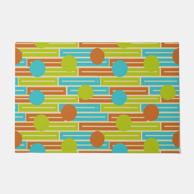 Felpudo Lime Green, Cinnamon Brown, Turquesa Rectángulos (Anverso)