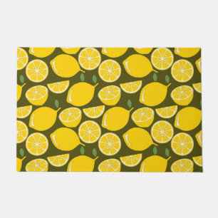 Felpudo Limones Amarillos y Patrón Verde Oliva: Citrus Mod