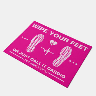 Felpudo Limpia tus Pies - Tarjeta Rosa Divertida de Gimnas