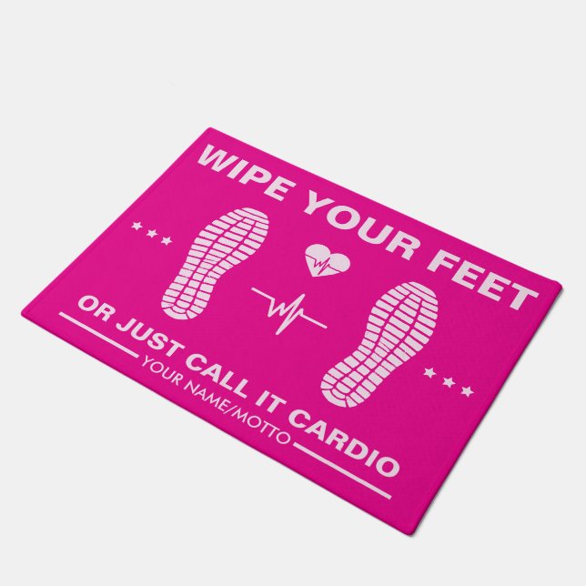 Felpudo Limpie sus pies - Gimnasio Cardio Rosa Divertido (Angular)