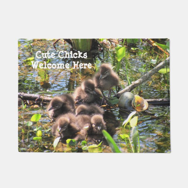 Felpudo Limpkin Chicks (Pájaro de Wading) - Doormat de bie (Anverso)