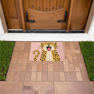 Felpudo Lindo Feliz Sonriendo Leopardo Salvaje Cartoon