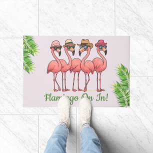 Felpudo Lindo Flamingo Tropical