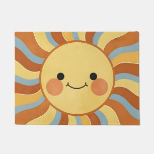 Felpudo Lindo sol vintage con rayos ondulados divertidos
