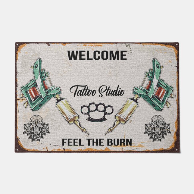 Felpudo Lindo Tattoo de goma base Doormat Tattoo Home Mat (Anverso)