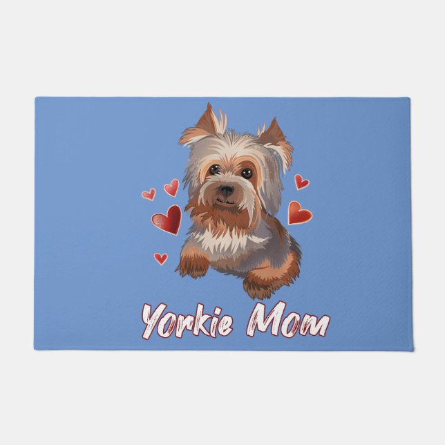 Felpudo lindo yorkie mamá ilustracion yorkshire terrier lo (Anverso)
