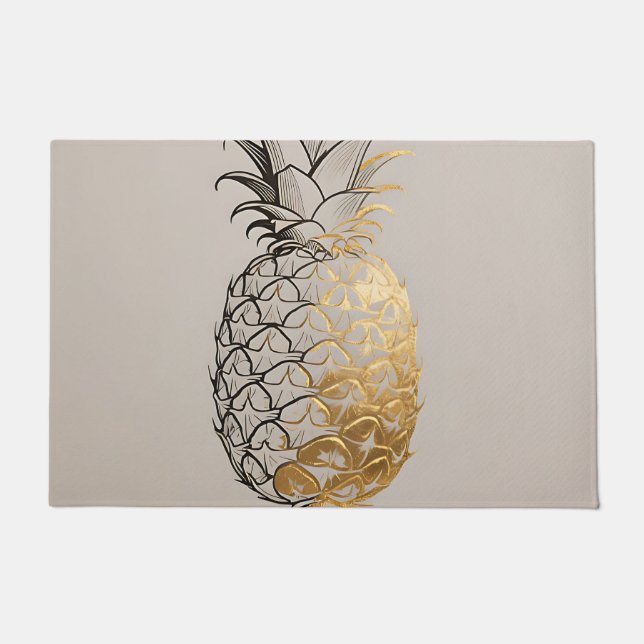 Felpudo Línea de Arte de Piña Dorada (Anverso)