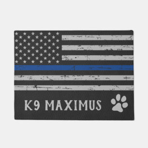 Felpudo Línea delgada azul - Perro Paw - Policía K9