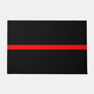 Felpudo Línea roja fina simbólica diseño gráfico encen