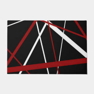 Felpudo Línea Urbana Geometría Moderna Negro Blanco Rojo