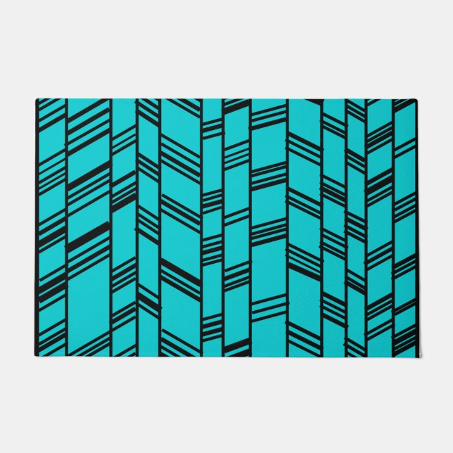 Felpudo Líneas azul Art Deco (Anverso)