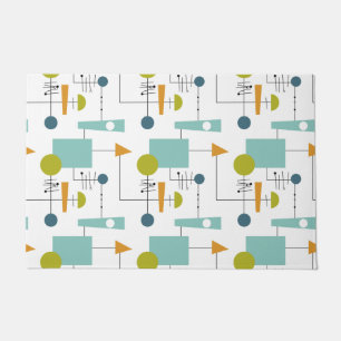 Felpudo Líneas de formas verdes turquesas naranjas a media