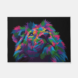 Felpudo Lion Colorful Lion Head