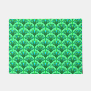 Felpudo Lirio del art déco, verde de jade y turquesa