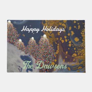 Felpudo Lit Christmas Tree Personalized Door Mat