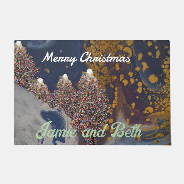 Felpudo Lit Christmas Tree Personalized Door Mat (Anverso)