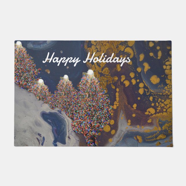 Felpudo Lit Christmas Tree Personalized Door Mat (Anverso)