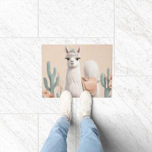 Felpudo Llama con silla en el desierto