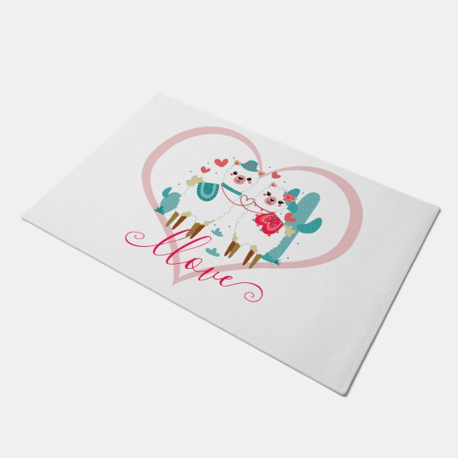 Felpudo Llama en amor  (Angular)