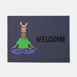 Felpudo Llama linda que hace el dibujo animado de la yoga