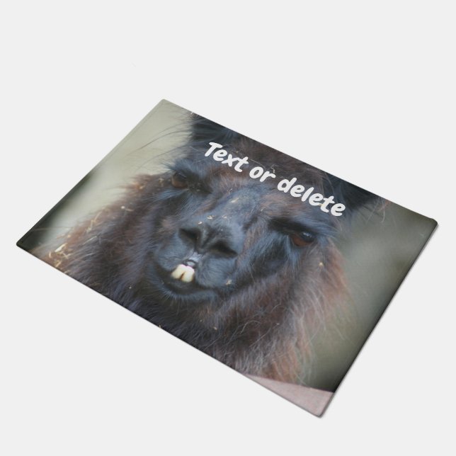 Felpudo Llama negra suave cara de cierre personalizado (Angular)