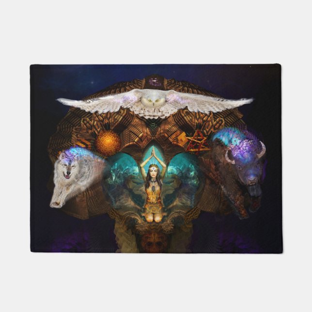 Felpudo Llamando los animales del alcohol Doormat (Anverso)